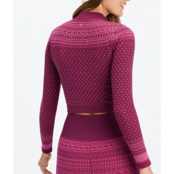 Fabletics women's cropped holly seamless long sleeve top merlot long size M - Picture 3 of 12